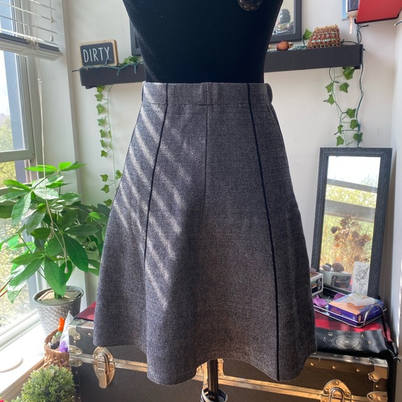 Zara Basic Collection Striped Flared High Rise Skirt - grey / black - Picture 6 of 6